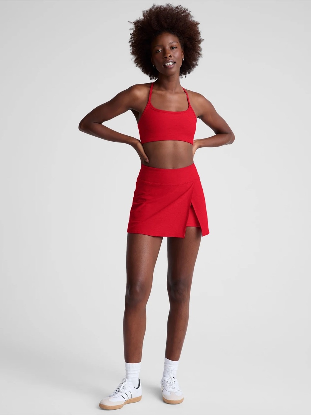 Beyond Yoga Spacedye Points Crossover Skirt — Candy Apple Red Heather, Size M